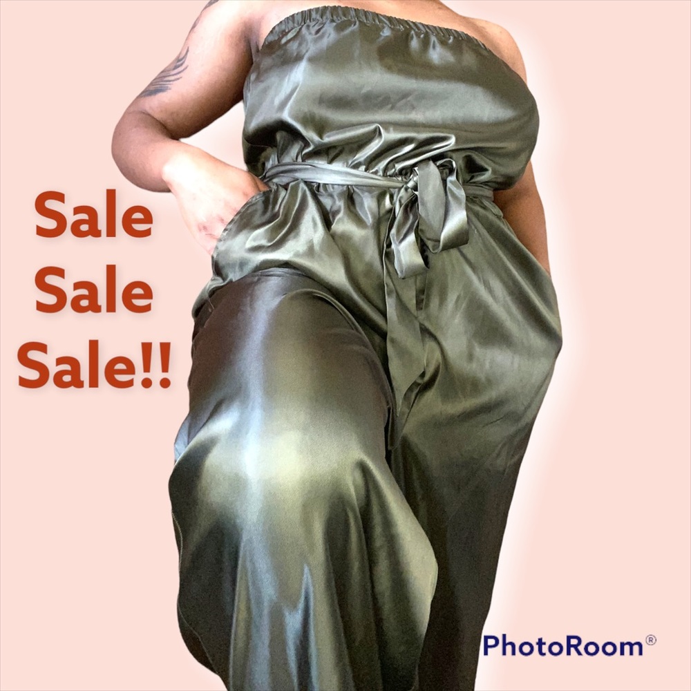 Satin green jumpsuit